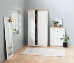 Armoire MARKSKEL 112x210 Blanc/chêne -Magasin De Meubles 100355
