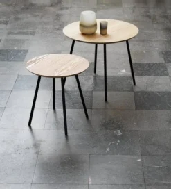 Bout De Canapé NYBO Ø40 Coloris Chêne/noir -Magasin De Meubles 100560