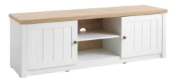 Meuble TV MARKSKEL Blanc/chêne