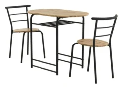 GADSTRUP L92 Table + 2 GADSTRUP Chaises Noir/coloris Chêne