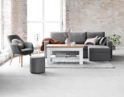 Fauteuil UDSBJERG Tissu Gris/chêne -Magasin De Meubles 115042