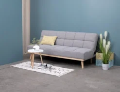 Canapé Convertible NEJEDE Tissu Gris Clair -Magasin De Meubles 122139