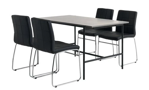 TERSLEV L140 Table + 4 HAMMEL Chaises Noir 1 TERSLEV L140 Table + 4 HAMMEL Chaises Noir