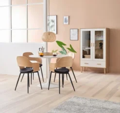 Royal Oak Chaise HVIDOVRE Chêne/tissu Noir -Magasin De Meubles 128680 1