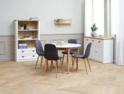 Table MARSTRAND Ø110/110x200 Blanc/naturel -Magasin De Meubles 128726 2