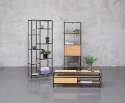 Meuble TV TRAPPEDAL Chêne/noir -Magasin De Meubles 132282 1