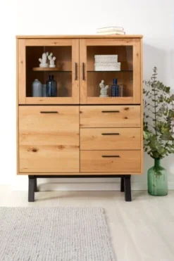 Royal Oak Vitrine SANDBY 3 Portes Chêne Naturel/noir -Magasin De Meubles 132851