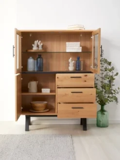 Royal Oak Vitrine SANDBY 3 Portes Chêne Naturel/noir -Magasin De Meubles 132852