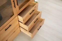 Royal Oak Vitrine SANDBY 3 Portes Chêne Naturel/noir -Magasin De Meubles 132853