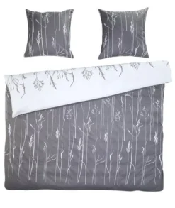 Parure De Lit Satin NORDIC 240x220 Gris/blanc