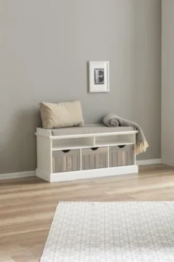 Banc OLDEKROG Blanc/gris -Magasin De Meubles 137709