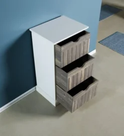 Commode ORLANDO 3 Tiroirs Blanc/gris -Magasin De Meubles 137783