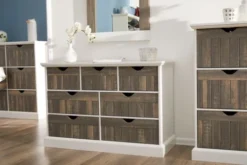 Commode OLDEKROG 7 Tiroirs Blanc/gris -Magasin De Meubles 137788