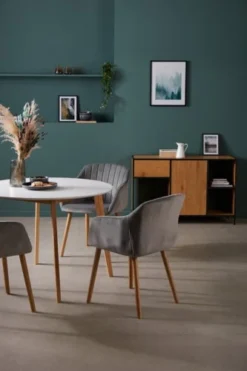 Chaise ADSLEV Velours Gris/naturel -Magasin De Meubles 150597