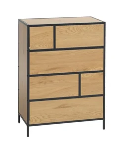 Commode 6 Tiroirs TRAPPEDAL Chêne/noir