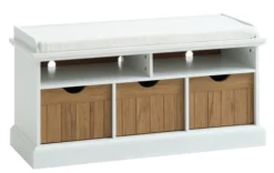 Banc OLDEKROG 3 Tiroirs Blanc/chêne