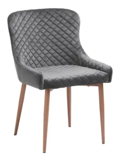 Chaise PEBRINGE Velours Gris/chêne