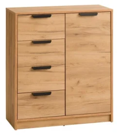 Commode 4 Tiroirs 1 Porte JENSLEV Combi Chêne