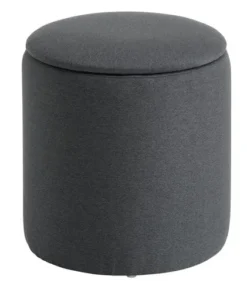 Pouf GISLEV Ø36 A/rangement Tissu Asphalte