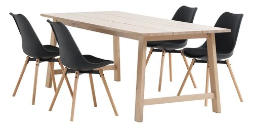 GADESKOV L200 Table Chêne + 4 KASTRUP Chaises Noir/chêne 1 GADESKOV L200 Table Chêne + 4 KASTRUP Chaises Noir/chêne