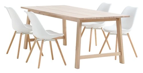 GADESKOV L200 Table Chêne + 4 KASTRUP Chaises Blanc 1 GADESKOV L200 Table Chêne + 4 KASTRUP Chaises Blanc