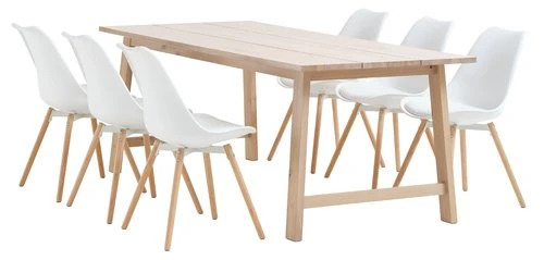 GADESKOV L200 Table Chêne + 4 KASTRUP Chaises Blanc 2 GADESKOV L200 Table Chêne + 4 KASTRUP Chaises Blanc – Image 2