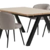 SANDBY L160 Table Chêne Naturel + 4 RISSKOV Chaises Gris C.