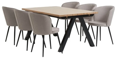 SANDBY L160 Table Chêne Naturel + 4 RISSKOV Chaises Gris C. 2 SANDBY L160 Table Chêne Naturel + 4 RISSKOV Chaises Gris C. – Image 2