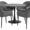 RINGSTED Ø100 Table Noir + 4 SABRO Chaises Gris/noir