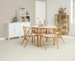 Table MARSTRAND Ø110/110x200 Blanc/naturel -Magasin De Meubles 165048 3