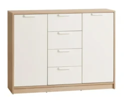 Buffet JENSLEV 2 Portes 4 Tiroirs Chêne/blanc