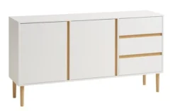 Buffet FENSMARK 2 Portes 3 Tiroirs Blanc/chêne