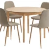 MARSTRAND Ø110 Table Chêne + 4 BISTRUP Chaises Sable