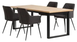 AGERSKOV L200 Table ChĂȘne + 4 PURHUS Chaises Gris