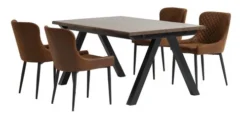SANDBY L160 Table Chêne Foncé + 4 PEBRINGE Brun/noir