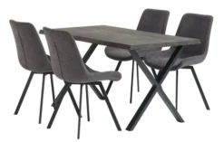 ROSKILDE L140 Chêne Foncé + 4 HYGUM Pivotant Gris