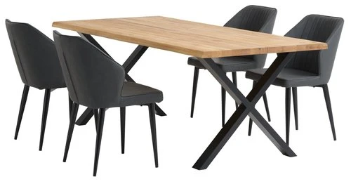 ROSKILDE L200 Table Chêne Naturel + 4 LUNDERSKOV Noir 1 ROSKILDE L200 Table Chêne Naturel + 4 LUNDERSKOV Noir