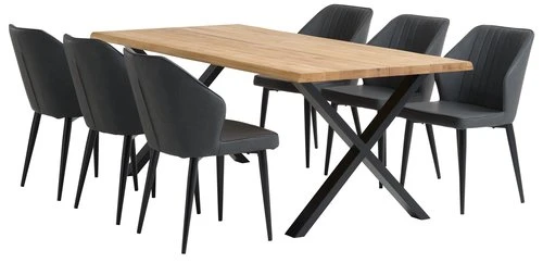 ROSKILDE L200 Table Chêne Naturel + 4 LUNDERSKOV Noir 2 ROSKILDE L200 Table Chêne Naturel + 4 LUNDERSKOV Noir – Image 2