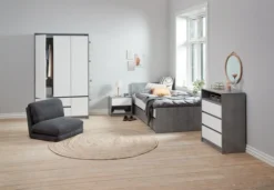 Table De Nuit BILLUND Blanc/béton -Magasin De Meubles 188011 2