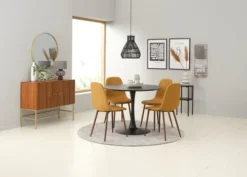 Chaise JONSTRUP Tissu Curry/coloris Chêne Foncé -Magasin De Meubles 188054 2