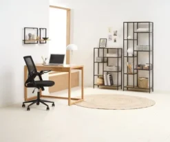 Étagère Murale TRAPPEDAL 2 Pcs/pqt Coloris Chêne/noir -Magasin De Meubles 188056