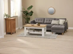 Table Basse MARKSKEL 60x110 Blanc/chêne -Magasin De Meubles 189210 1