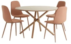 SKIBET Ø120 Table + 4 BISTRUP Chaises Pêche