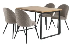 AABENRAA L120 Table Chêne + 4 KOKKEDAL Chaises Velours Gris