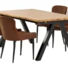 SANDBY L160 Table Chêne Naturel + 4 PEBRINGE Brun/noir