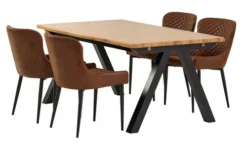 SANDBY L160 Table Chêne Naturel + 4 PEBRINGE Brun/noir