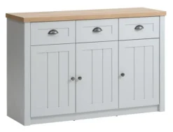 Buffet MARKSKEL 3 Portes Coloris Gris Clair/chêne