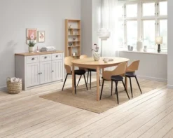 MARSTRAND Ø110 Table Chêne + 4 HVIDOVRE Chaises Chêne/noir -Magasin De Meubles 213770