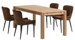 HAGE L190 Table Chêne + 4 PEBRINGE Chaises Brun/noir