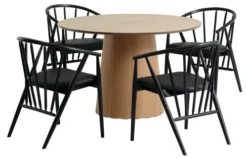 KLIPLEV Ø120 Table Chêne + 4 ARNBORG Chaises Noir